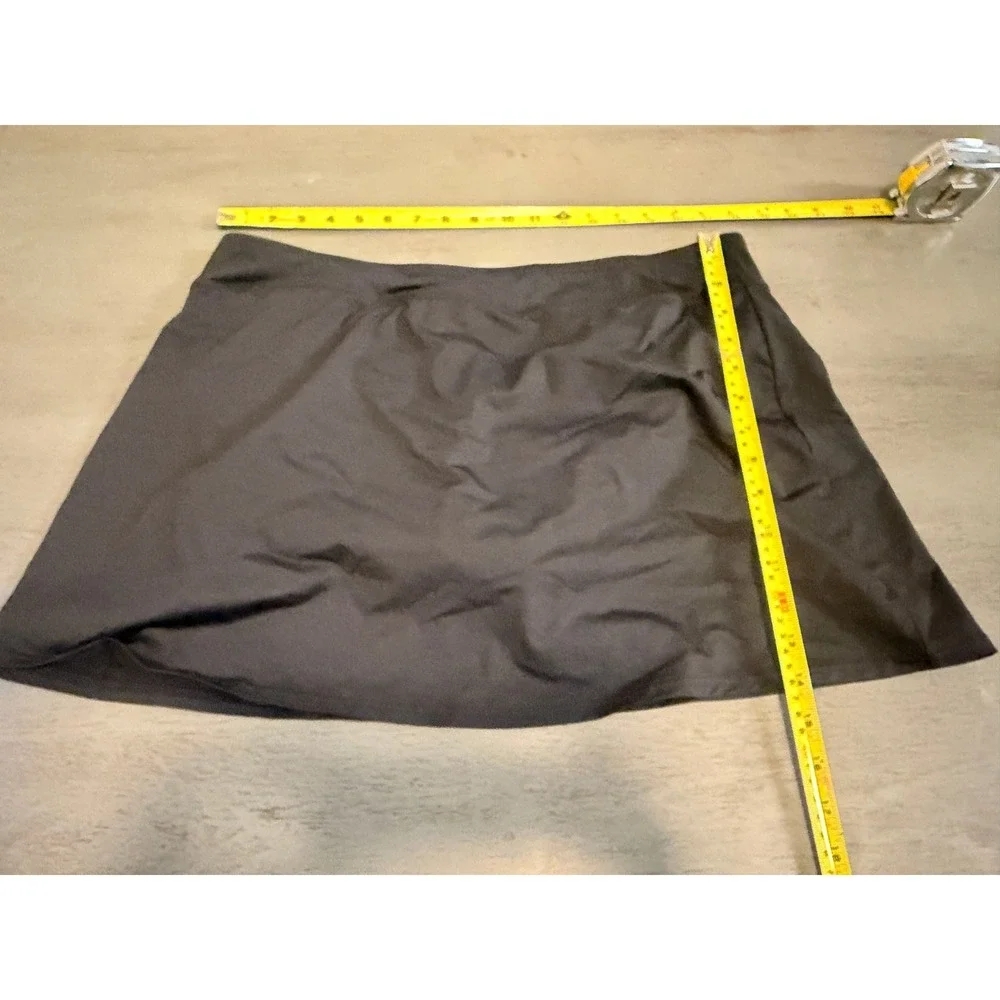 Lands End Women Brown Swim Skirt with Built-in Brief High Waist Size 16